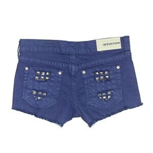 Affliction Women's Dark Blue Studded Jean Shorts